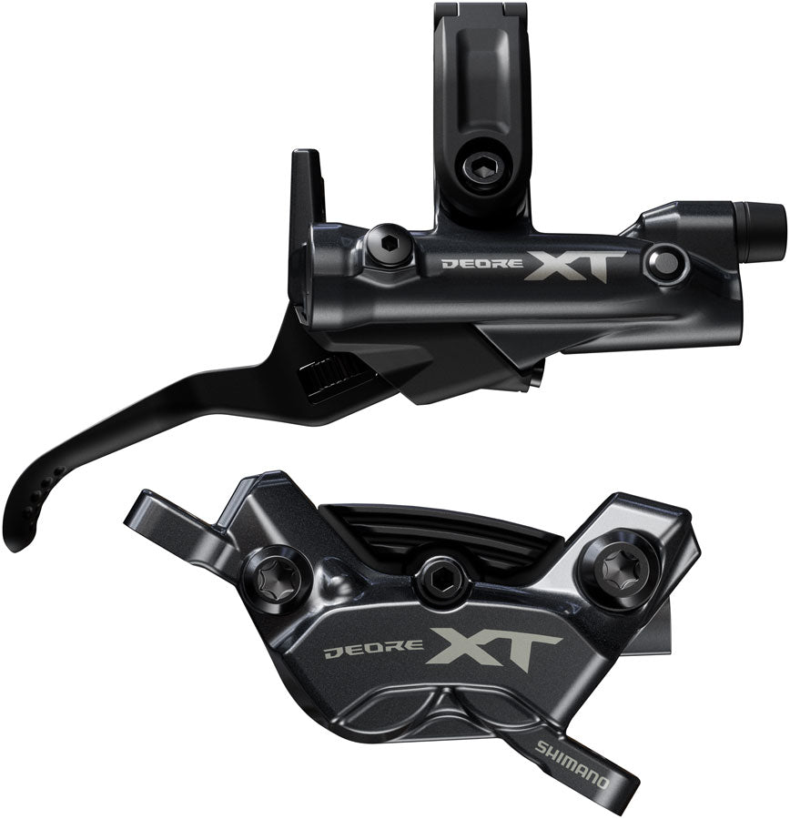 Shimano Deore XT BR-M8220 Disc Brake BL-M8200 Lever - Right/Rear Post Mount 4-Piston Caliper SM-BH90-SBM Hose Fin Metal Pads BLK