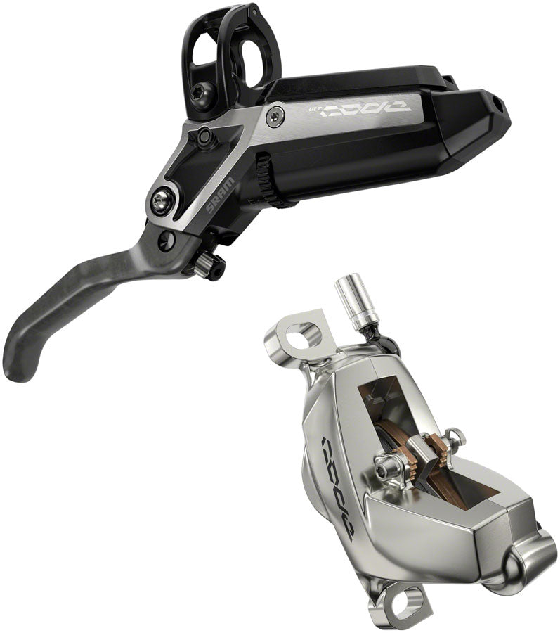 SRAM Code Ultimate Stealth Disc Brake Lever - Rear Post Mount 4-Piston Carbon Lever Titanium Hardware BLK/Silver C1