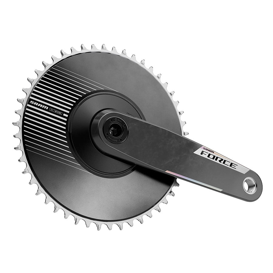 SRAM Force 1x Aero E1 Crankset Speed: 12/13 Spindle: 28.99mm BCD: Direct Mount SRAM 8 Bolt 50 DUB 172.5mm Black Road