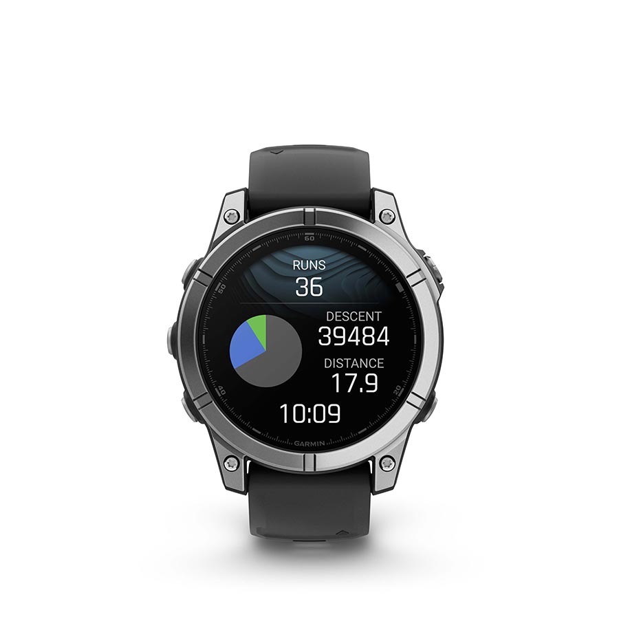 Garmin fenix E AMOLED 47mm Watch Watch Color: Stainless Wristband: Black - Silicone