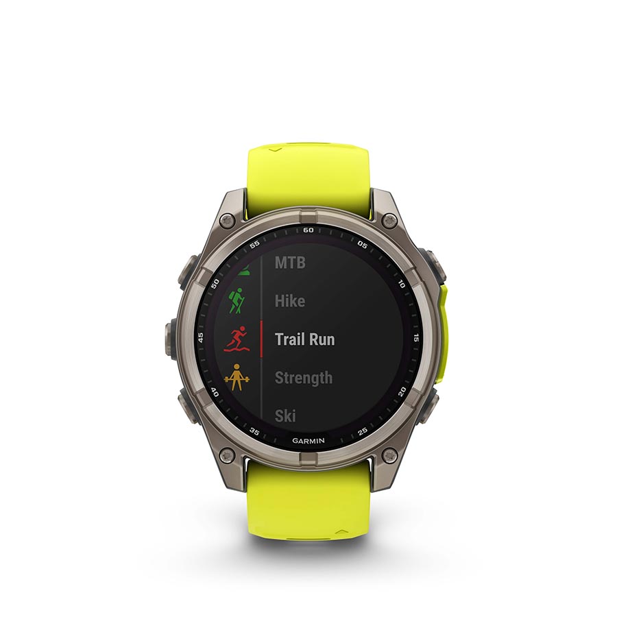 Garmin fenix 8 Solar Sapphire 47mm Watch Watch Color: Titanium Wristband: Amp Yellow/ Graphite - Silicone