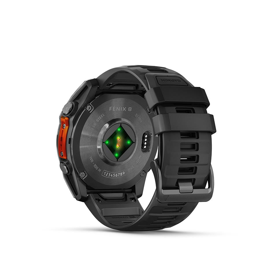 Garmin fenix 8 AMOLED 51mm Watch Watch Color: Slate Grey Wristband: Black - Silicone