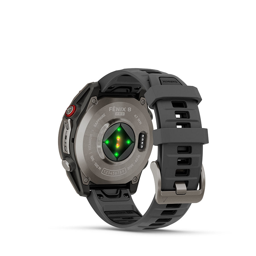 Garmin fenix 8 Pro 47 mm- AMOLED Sap. Watch Watch Color: Grey Wristband: Black - Silicone