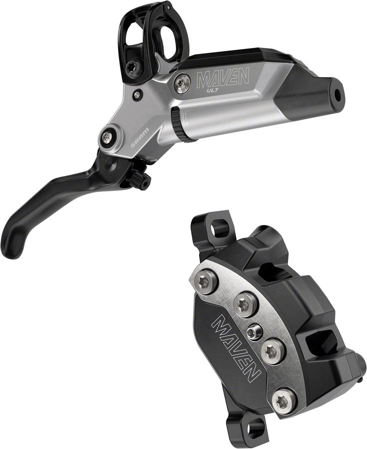 SRAM Maven Ultimate Stealth Disc Brake Lever - Front Post Mount 4-Piston Aluminum Lever Titanium Hardware BLK/Silver A1