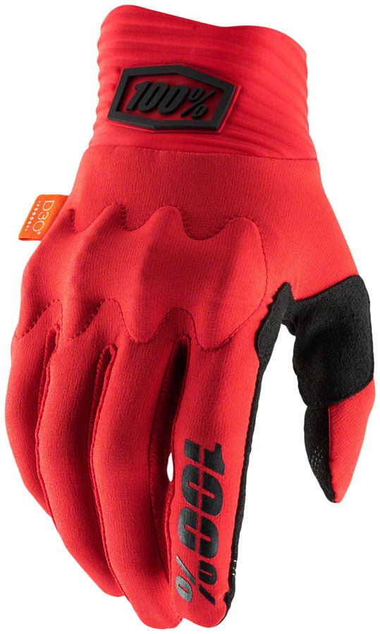 100% Cognito Gloves - Red/Black Full Finger Men's Small