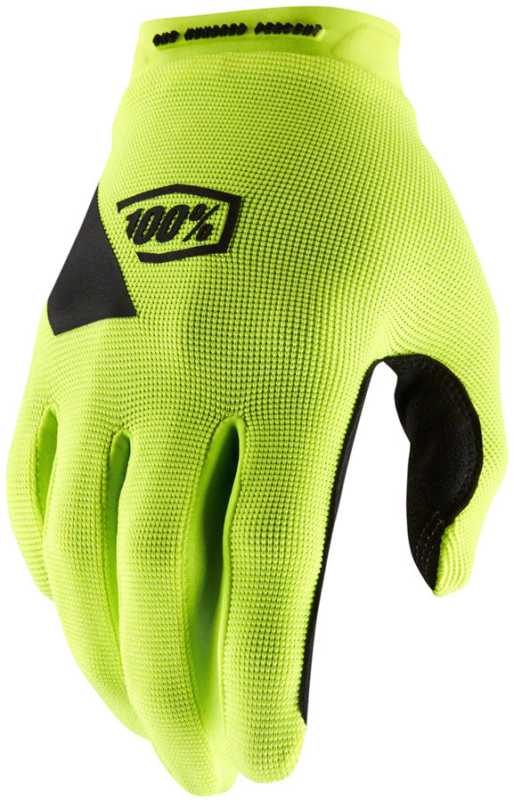 100% Ridecamp Gloves - Flourescent Yellow Full Finger Men's Small