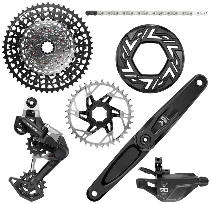 SRAM Eagle 90 Ebike Groupset -  160mm Brose 36T Clip-on Guard Chain XS-1275 10-52t Single Click Shifter Rear Derailleur