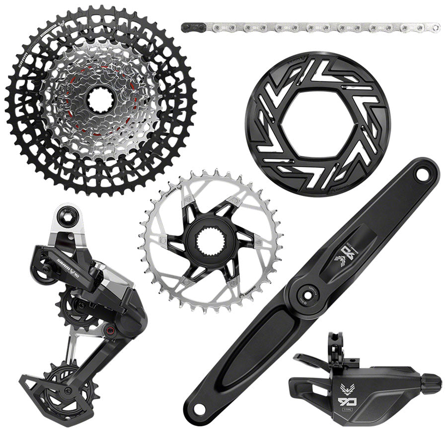 SRAM Eagle 90 Ebike Groupset -  160mm Bosch 36T Clip-on Guard Chain XS-1275 10-52t Single Click Shifter Rear Derailleur