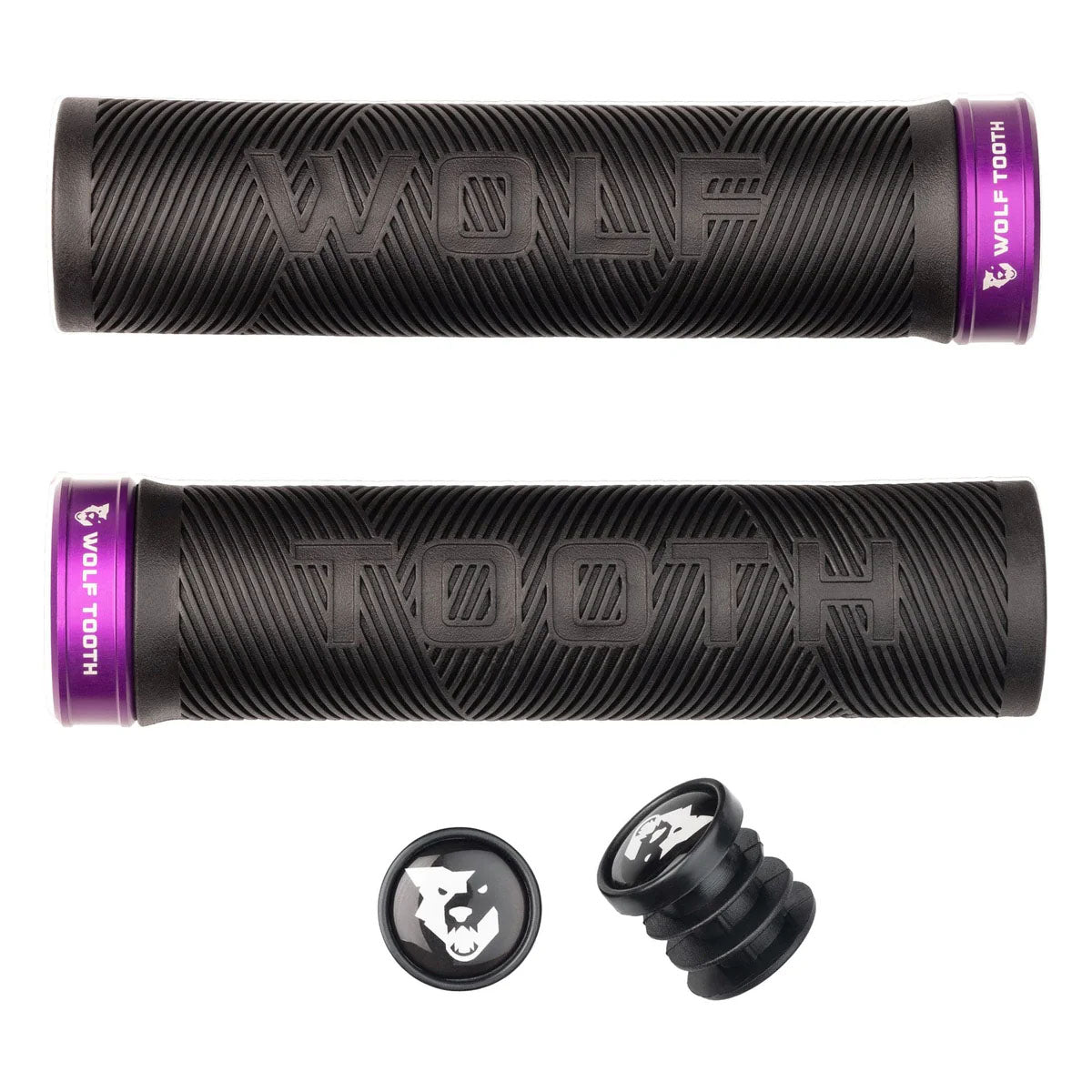 Wolf Tooth Components Echo Lock-On Grip Set Black/Ultraviolet Purple
